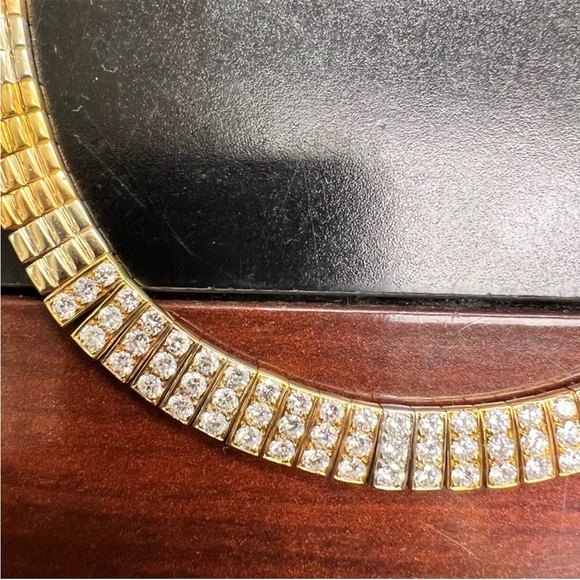 Vintage Van Cleef Tri Color Choker with Diamonds Made in France - Picture 9 of 10